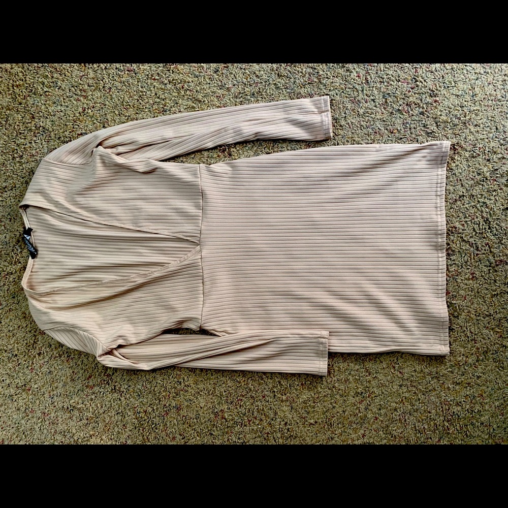 Deep V Beige Bodycon Motel Rocks Dress